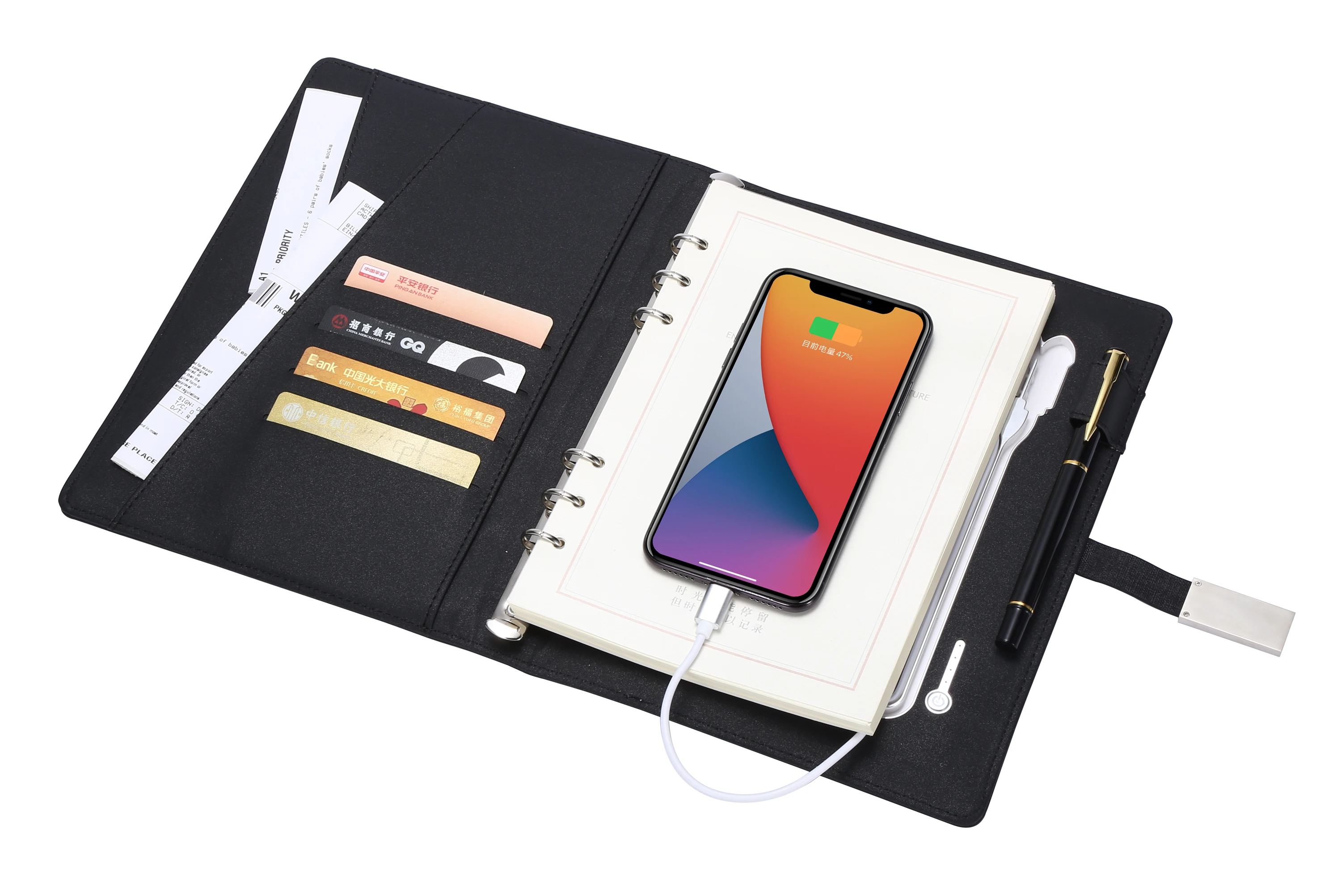 Notebook A5 Paper Diary Power Bank USB Flash Disk 8000mAh Wireless Charger Powerbank