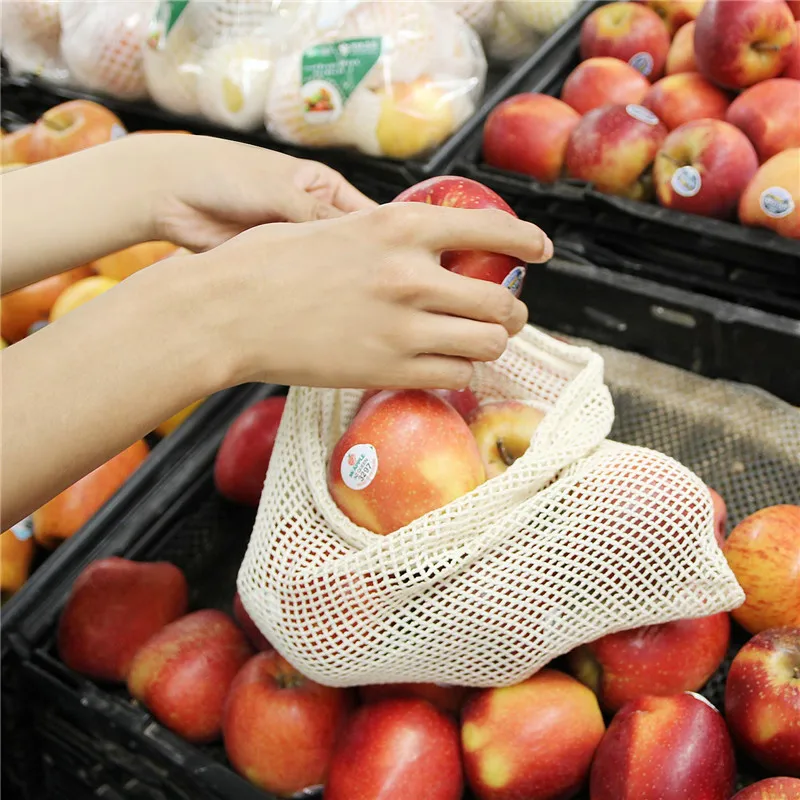 
Reusable Organic Muslin Cotton Mesh Grocery Shopping Produce Bags food storage Grocery Shopping bags 
