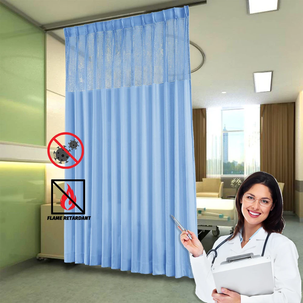 Privacy antibacterial water fire proof retardant hospital bed partition Privacy Divider medical curtain fabric in emergency room
