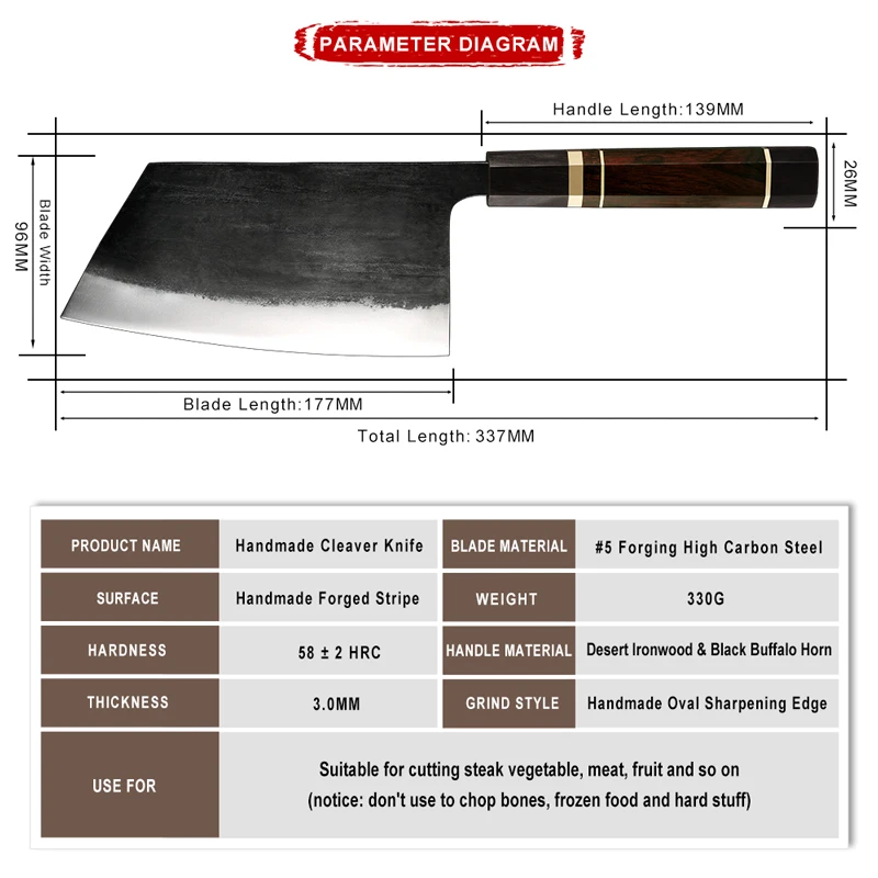 custom hand forged high carbon steel chef knife professional butcher knife with wood handle