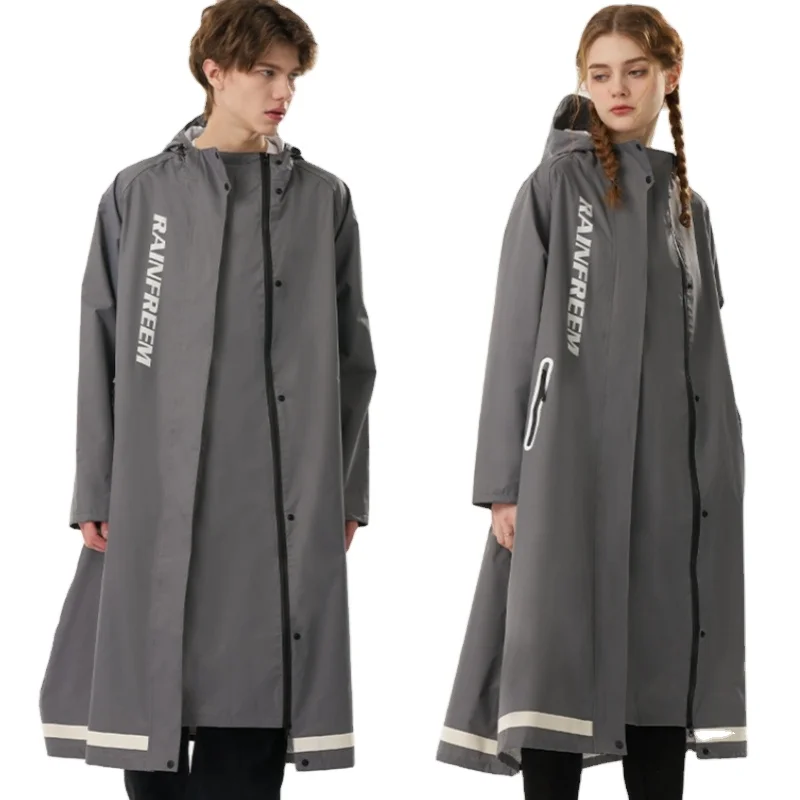 Rainfreem pongee Material Plastic Raincoat Waterproof  Outdoor With long raincoat jacket