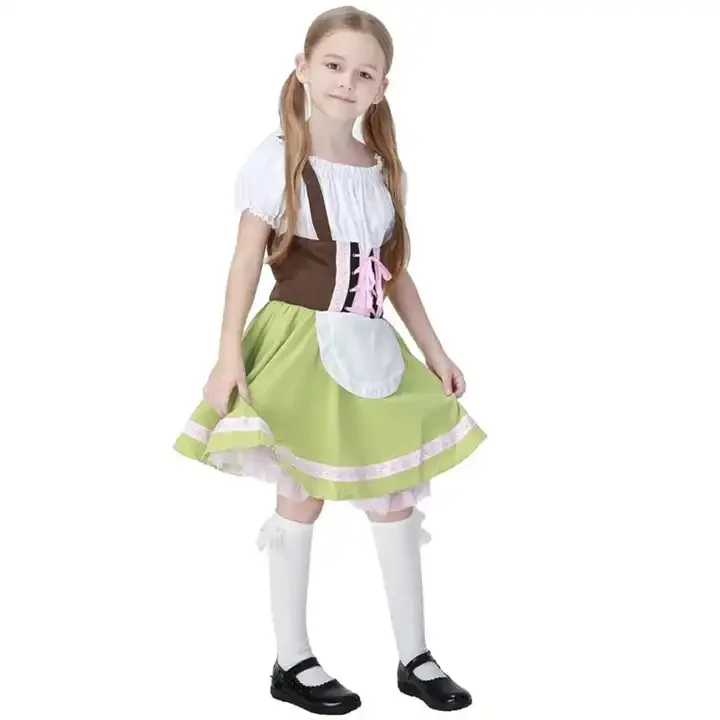 Kid Girls Dirndl Dress Boys Lederhosen Costume Oktoberfest Party Costumes
