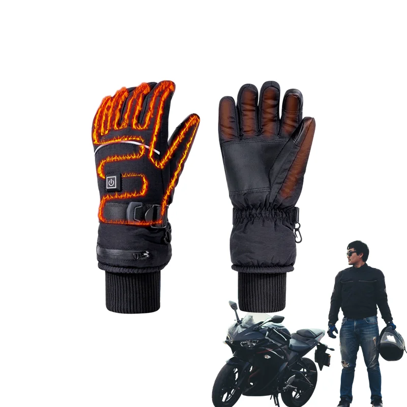 Winter Touch Screen Heated Motorcycle Gloves Waterproof Electrical Heated Gloves With Battery