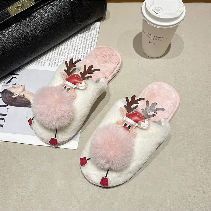 Warm crossed faux fur indoor slippers Wholesales Women Stitched Fuzzy Outdoor Ladies Faux Fur bedroom fur teddy bear slippers Fo