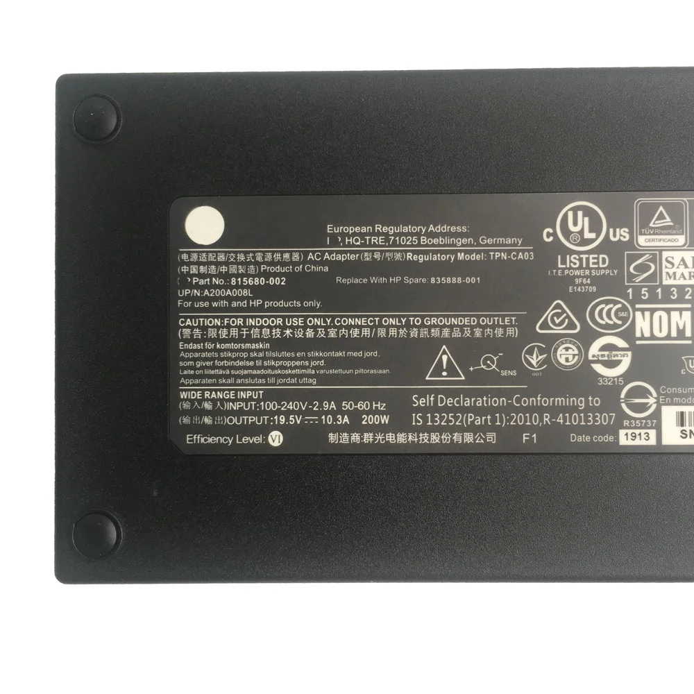 19.5V 10.3A 200W Power Supply AC Adapter For HP ZBook 17 G3 17 G4 TPN-CA03 928429-002 815680-002 835888-001 OMEN 15-CE010TX