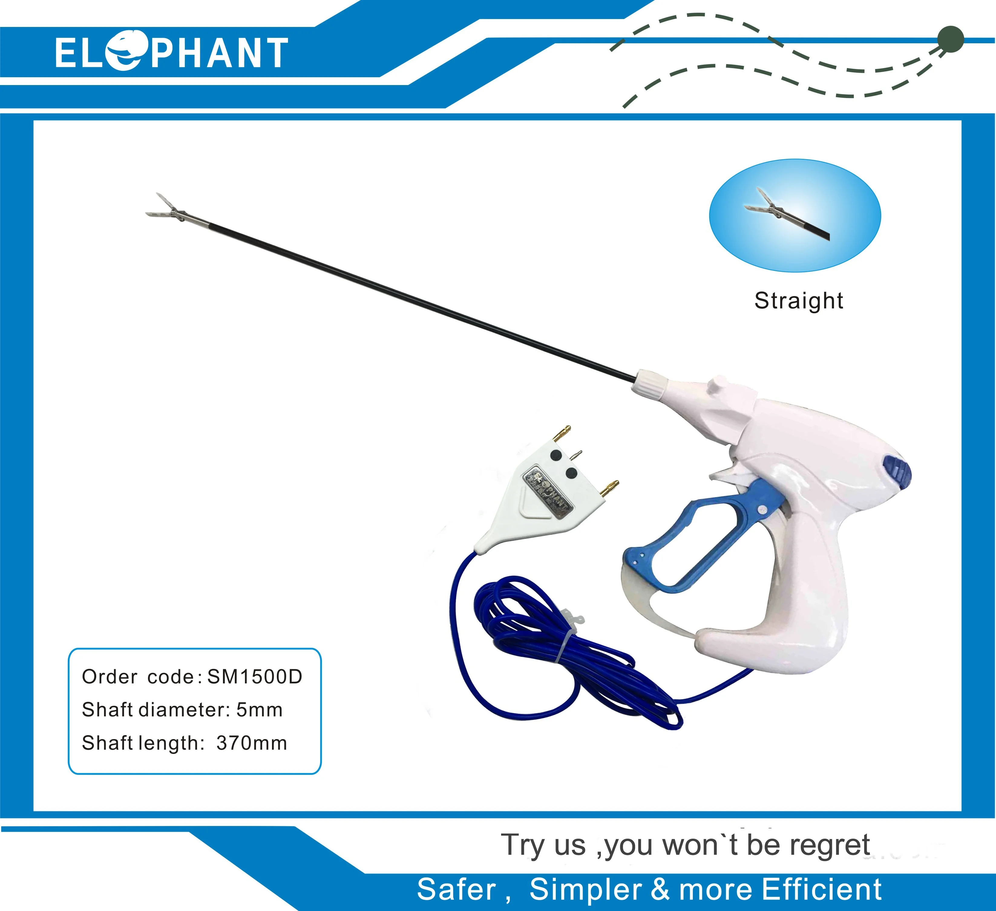 5mm, 37cm length  Ligasure laparoscopic Vessel sealing instrument detachable