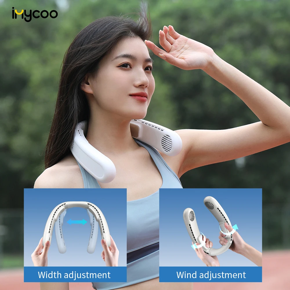IMYCOO New Arrivals 4000mAh Portable Semiconductor Neck Fan Rechargeable Hand Free Bladeless Cooling Hanging Neck Fan