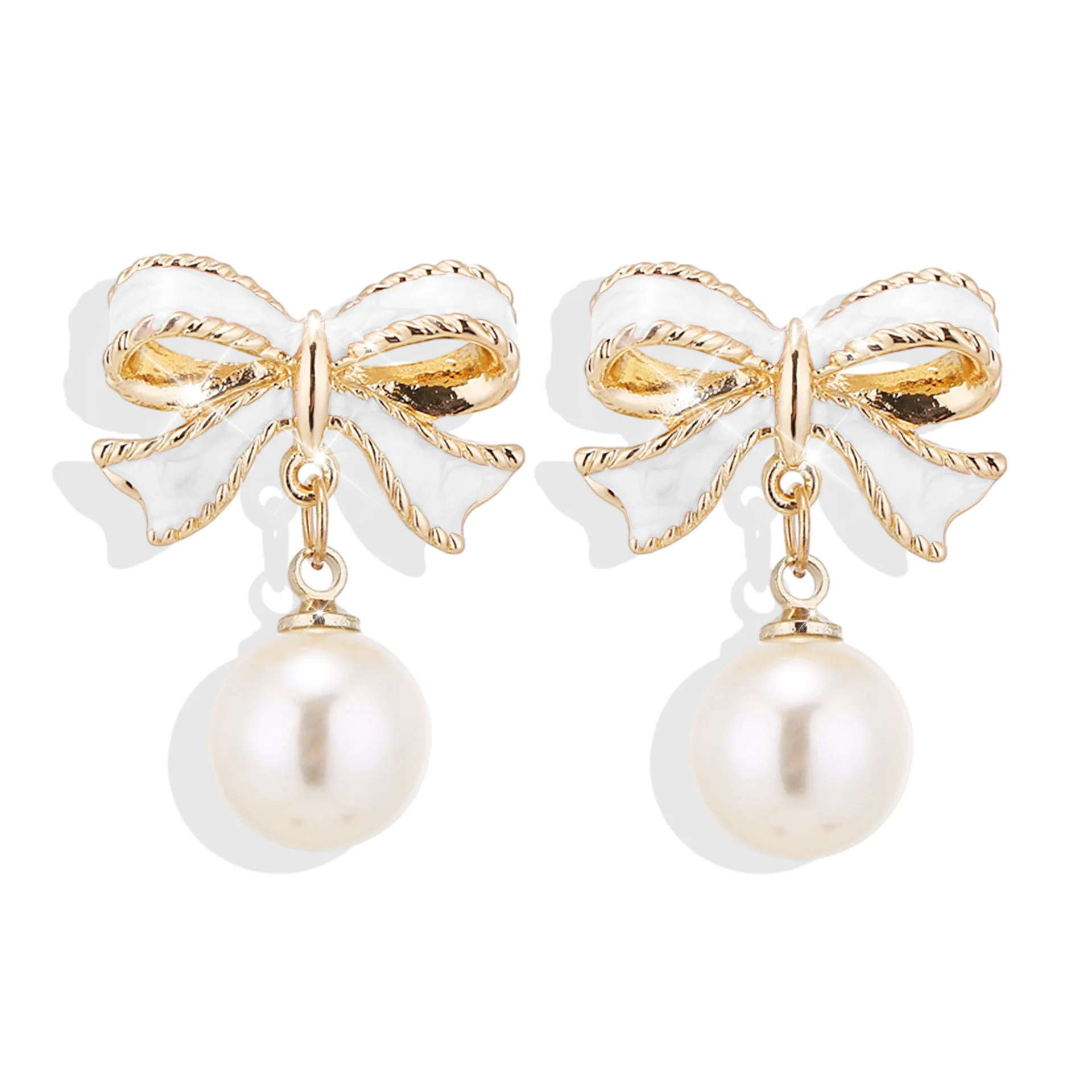 DAIHE 2024 Wholesale New s925 Silver Needle Style Earrings Versatile Pearl Bow Earrings Fashion Jewelry Earrings
