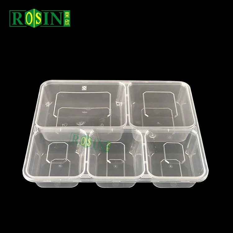 5 Compartments Microwavable Disposable Takeaway Food Lunch Box Plastic Food Meal Prep Container With Lid