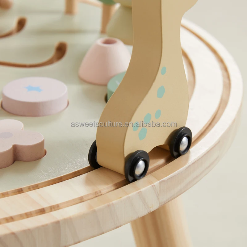 Asweets OEM/ODM wooden Table belt track Educational Learning Toys Round TableSensory Play Table Kids Table Activity