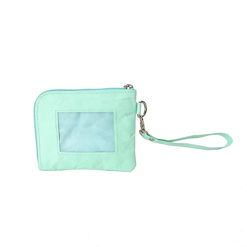Manufacturer customized  durable bank card bag  cyan color   purse Tyvek  paper  waterproof purse lightweight wallet