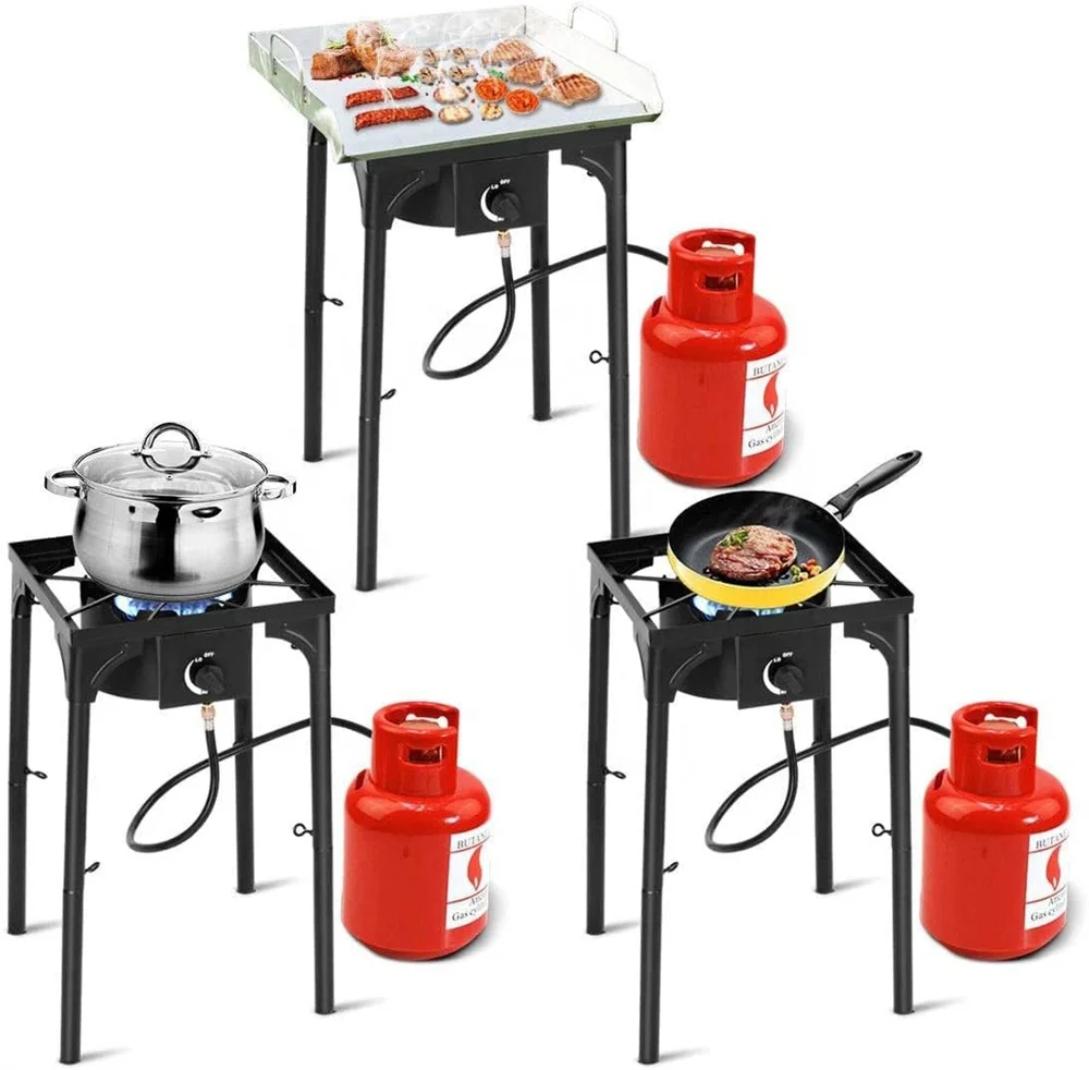 Durable Camping  Gas Stove Outdoor Gas Cooker 1-Burner Outdoor Gas Stove | 75,000 BTU Portable Propane-Powered cooker