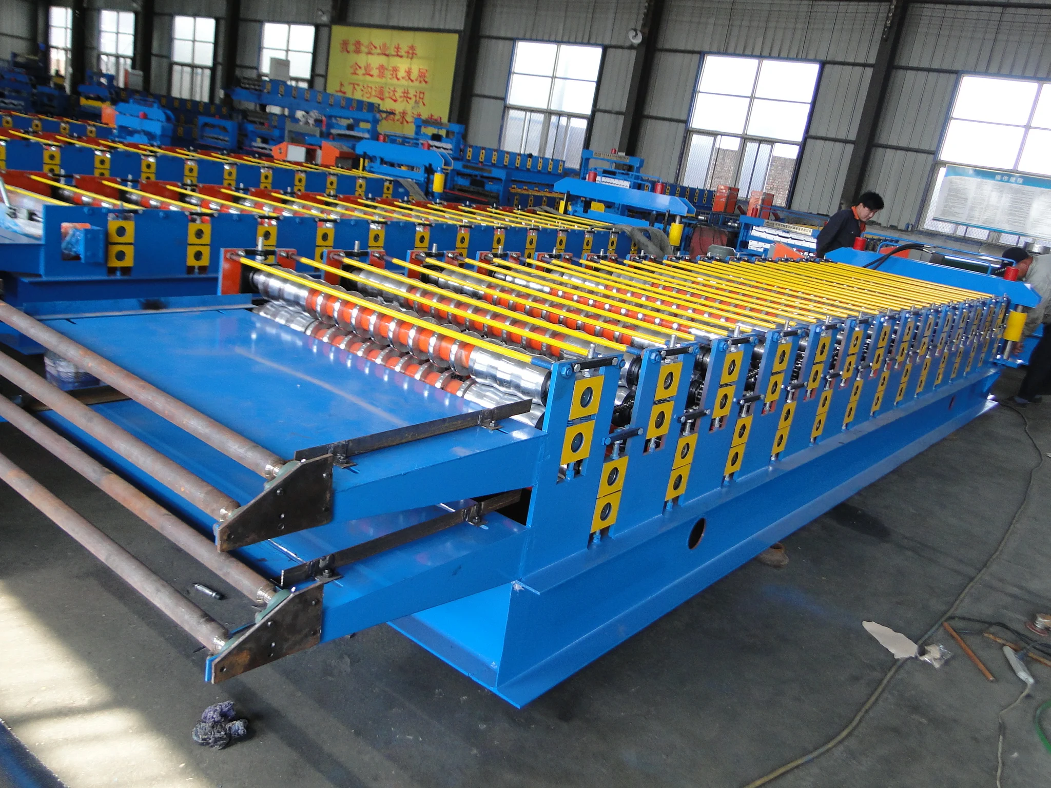 Double Layer Trapezoidal Roof Panel With Felt Corrugated Iron Sheet Metal Roofing Making Roll Forming Machine