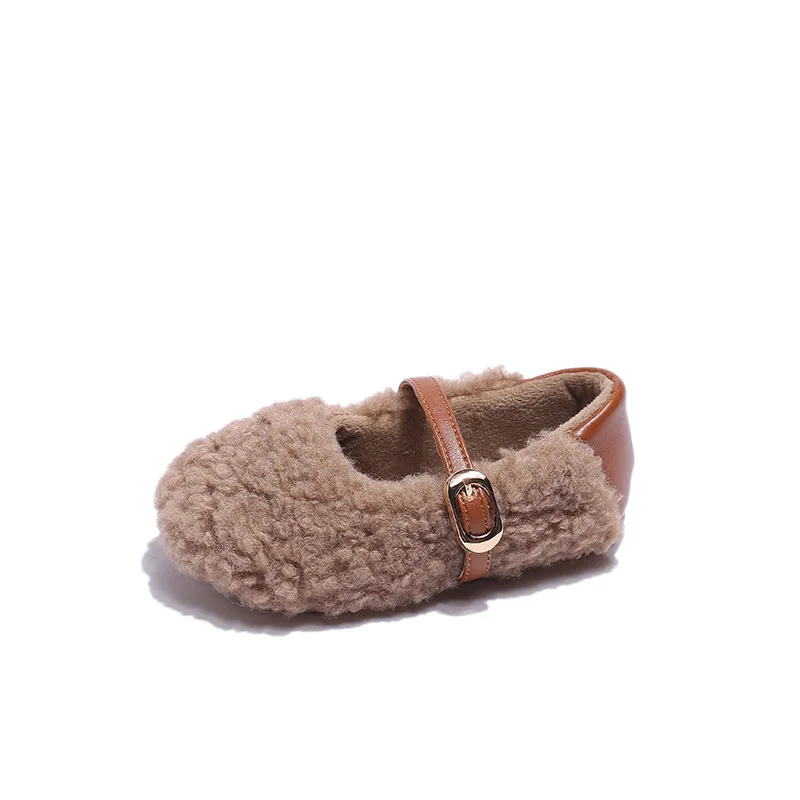Kids School Shoes Ballet Flats Girls Dress Shoes Ballet Flats Faux Fur School Wedding Party Toddler Kid Girls Mary Jane Shoes