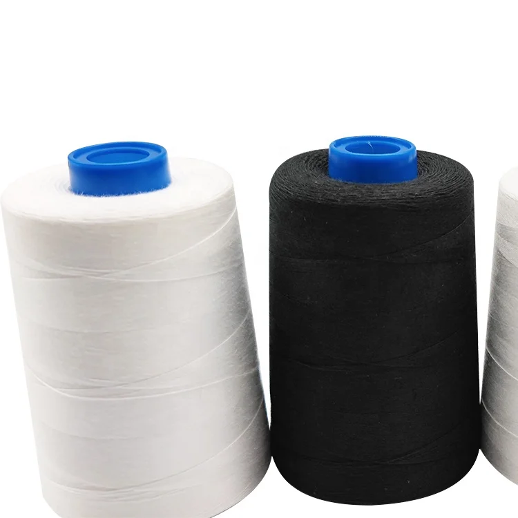 18 лет фабричное шитье нитью 60/2 5000 м черно-белая швейная нить 100% OEM нить Polyest