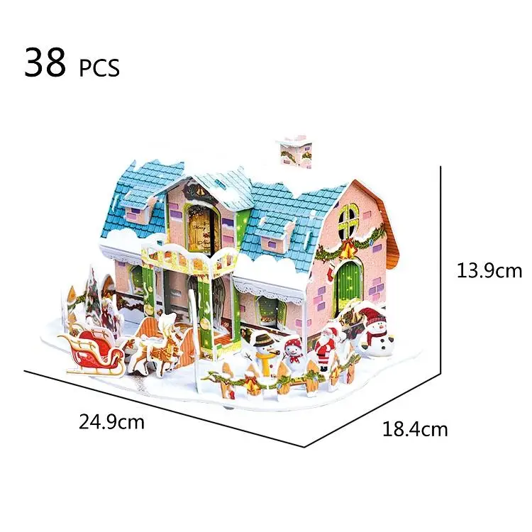 ECO Friendly EPS Board Kids puzzle toys educational DIY toy Christmas villa house model 3d puzzles toys Gift