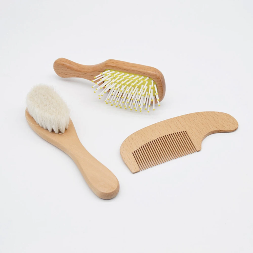 Bamboo Hair Brush and Comb Set Factory Hair Brush Manufacturer Natural Baby Wooden Hairbrush for Toddlers
