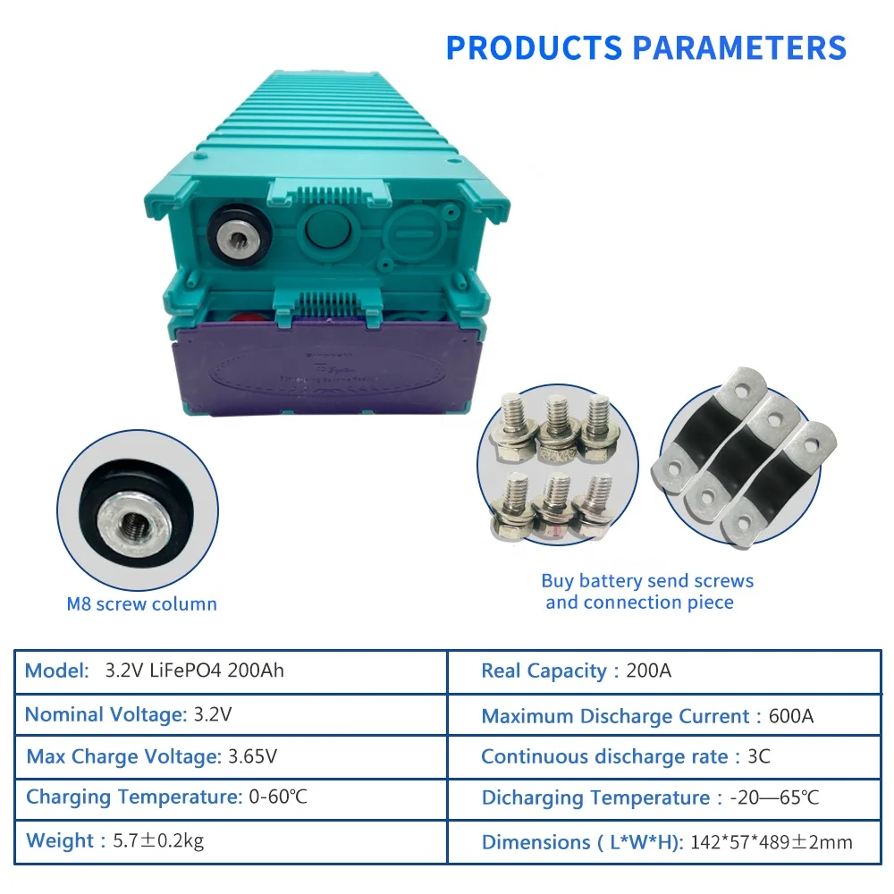 Ubpower 2024 солнечные аккумуляторные батареи GBS 3.2v200ah с шинной балкой винт/болты Lifepo4 аккумуляторная батарея