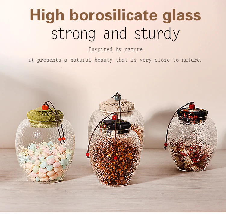 Hot sales!Customized Spice Nut Candy Loose Tea Glass Storage Jars Glass Canister for Kitchen Customized Logo and packing OEM ODM