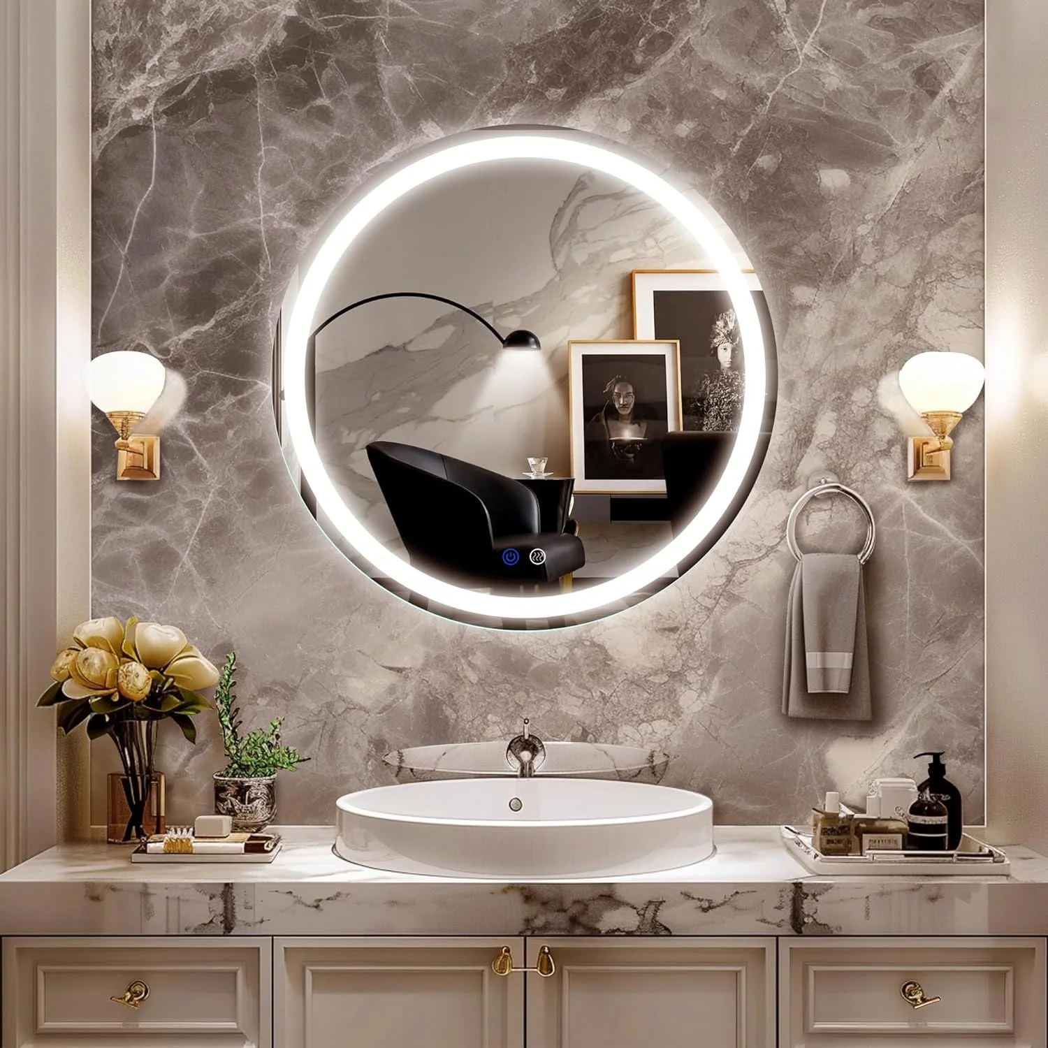 Hotel & Living room /Bedroom /Bathroom Modern round Mirror Glass Custom Framed Standing Dress full length body Salon Mirror