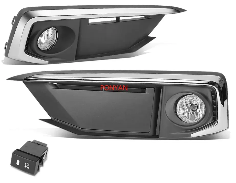 Oem Fog Lights For 2019-2021 Honda Civic Sedan Coupe Chrome Trim Clear Bumper Fog Lights