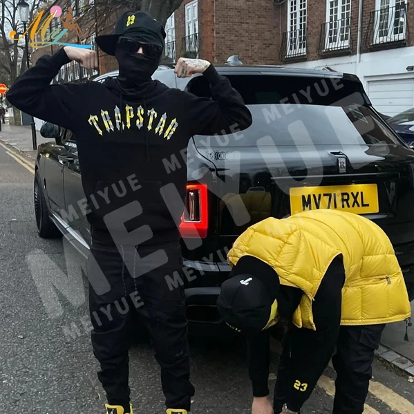 custom Sweatsuit vendors Men Training Sports Track Suits custom men Chenille embroidery two piece set jogging trapstar tracksuit