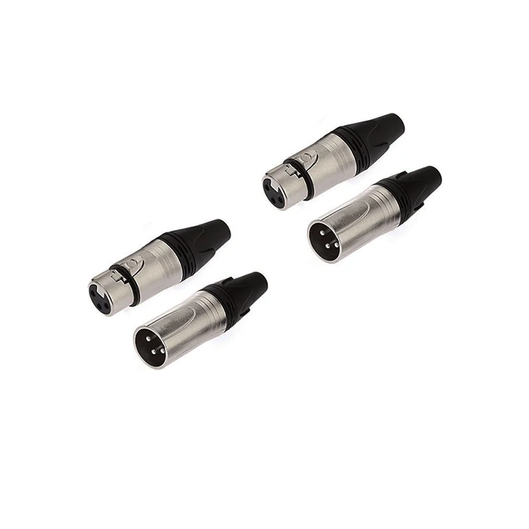 metal shell XLR 3pin male female connector nickel plated contact pin 3 cores male female plug xlr connector