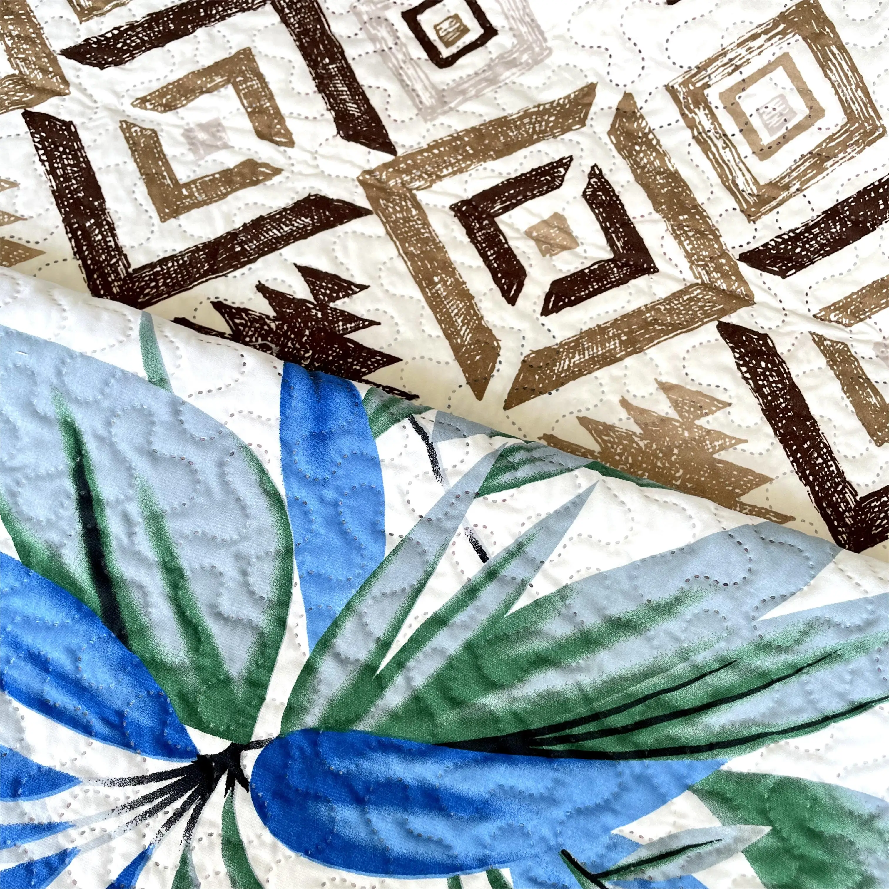 2023 factory price disperse print 100%Polyester Ultrasonic quilting with cotton Filling for bedding