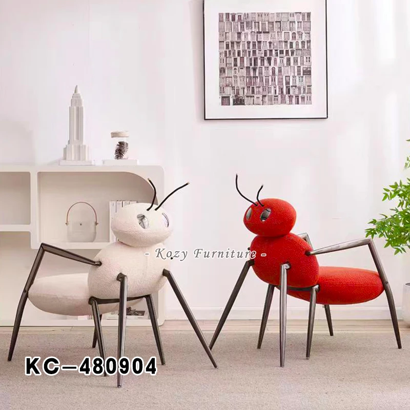 Modern Special Design Wool Roll Iron Steel Leg Ant Shape Living Room Chair