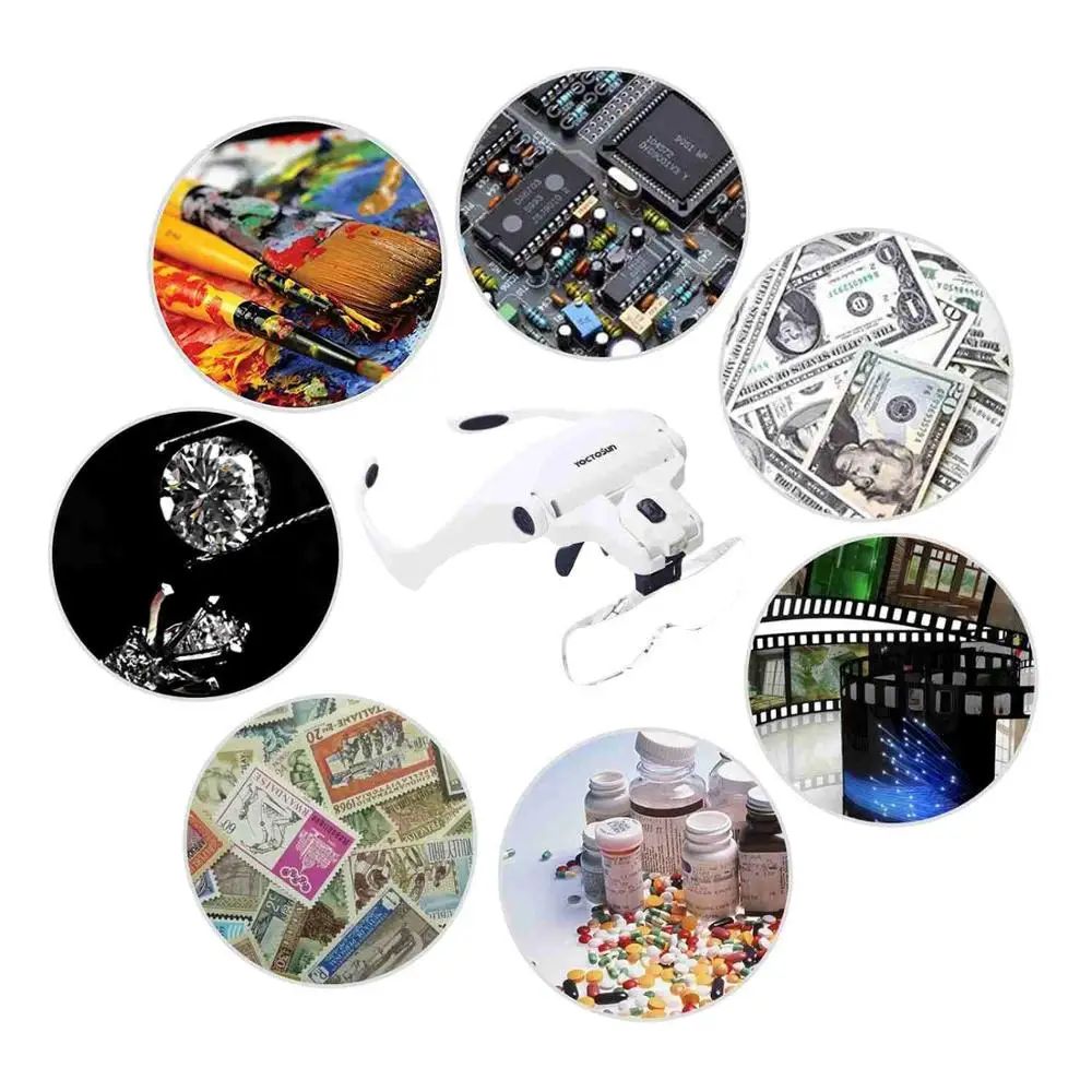 
Eyeglasses LED magnifier hands free magnifier with 5lens 