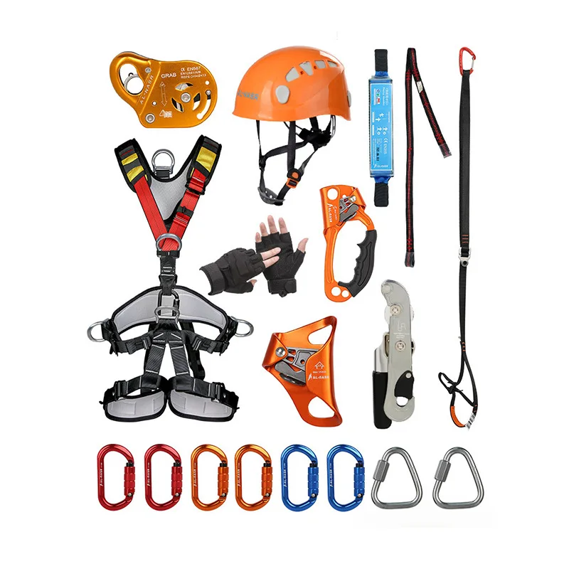 Rope Rescue System 20 Piece Protective Rope Headlamp Changing Wheel Set Fall Protection Safety Belt D-Buckle Accessories