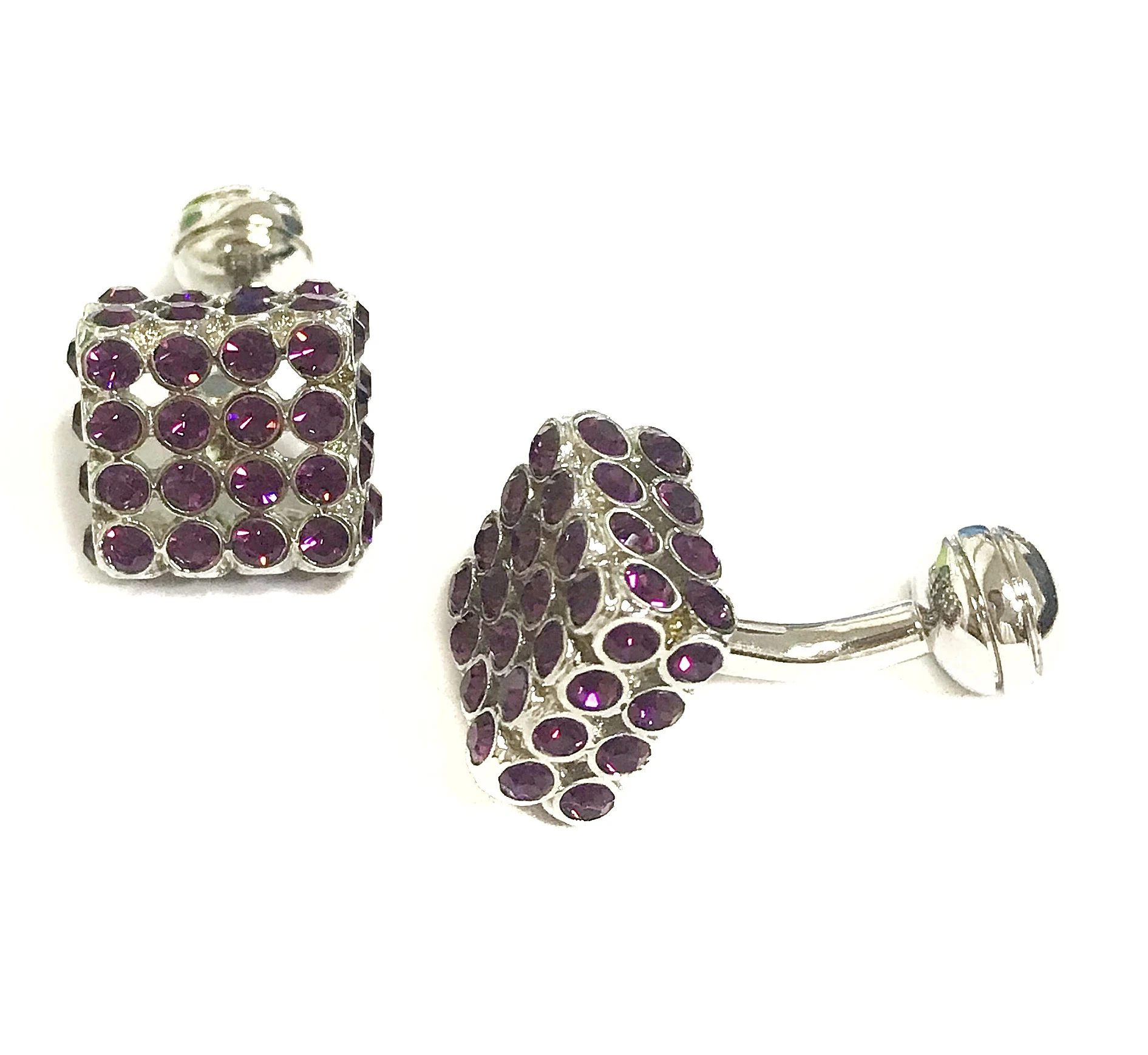 Business High End Full Diamond Crystal Czech Drill Square Shirt Cufflink For Mens