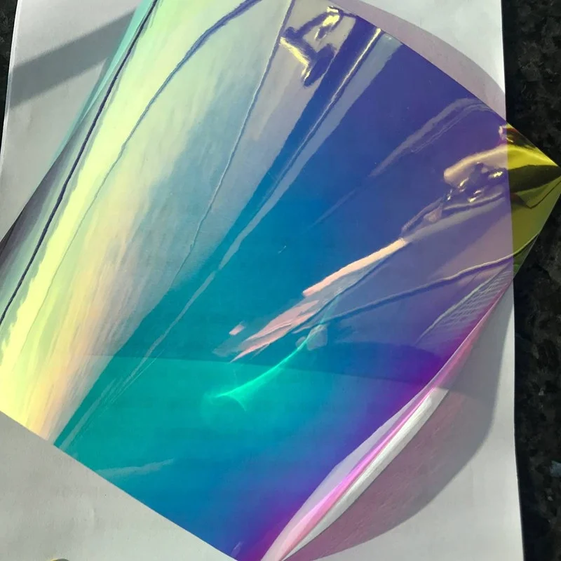 PVC Transparent Dichroic Holographic Lamination Film Roll For Bags Clothes Acrylic And Art Design