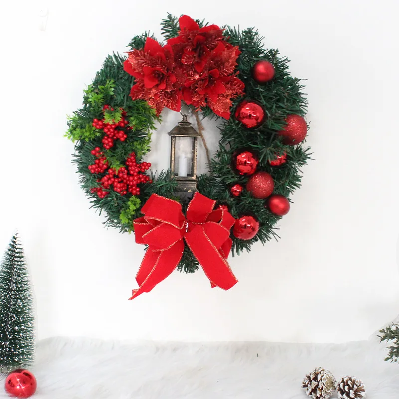 11.8 Inches Christmas Wreath For Front Door Ornament Wall Artificial Pine Garland for Party Decor