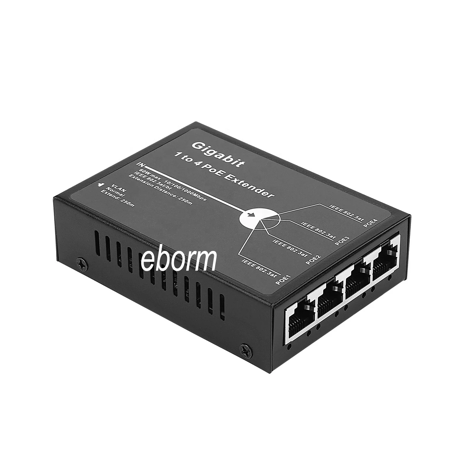 Gigabit Poe extender and splitter - 1 in 4 out PoE Extender 4k HD over ip extender with poe