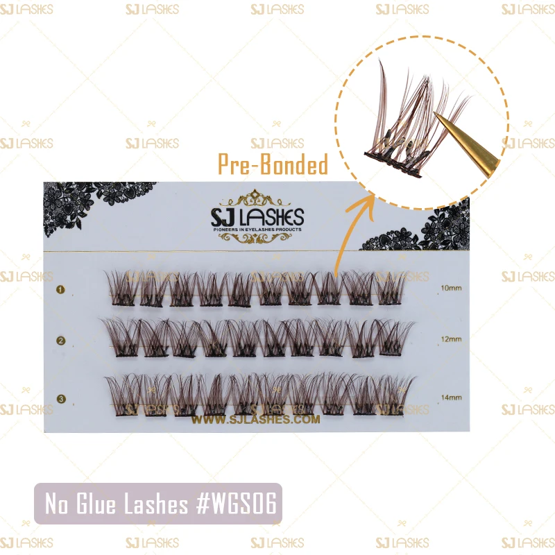 new styles DIY lash no glue self adhesive lashes faux mink cluster lash reusable self adhesive eyelashes