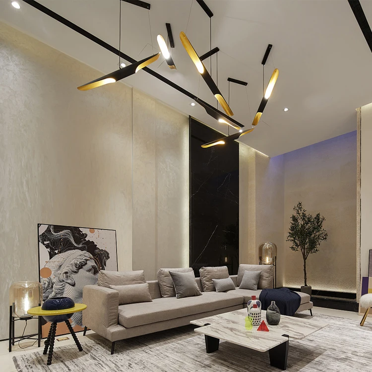 Factory Wholesale Acrylic Glass Decoration Store Hotel Lobby Bamboo Modern Led Chandelier Lamp