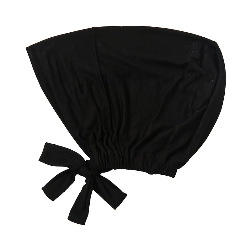 Arab Muslim Turban Solid color modal elastic band bottomed hat tied with rope adjustable scarf small hat