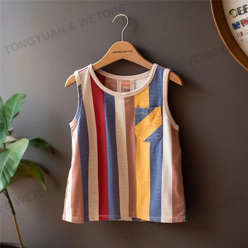 Korean Summer New Loose Round Neck Striped T-Shirt Vest