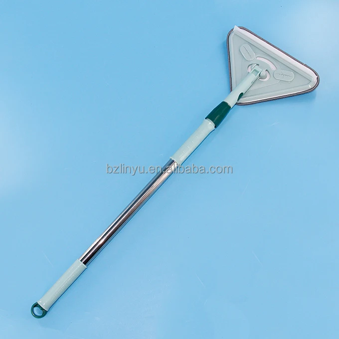 Floor window mop with adjust handle 360 Microfiber Duster Magic Flat Triangle Mop with Plastic Clean Scraper