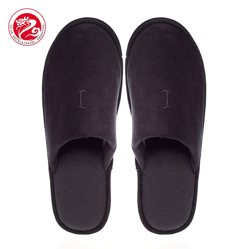 Reusable Washable Disposable black Hotel Slippers