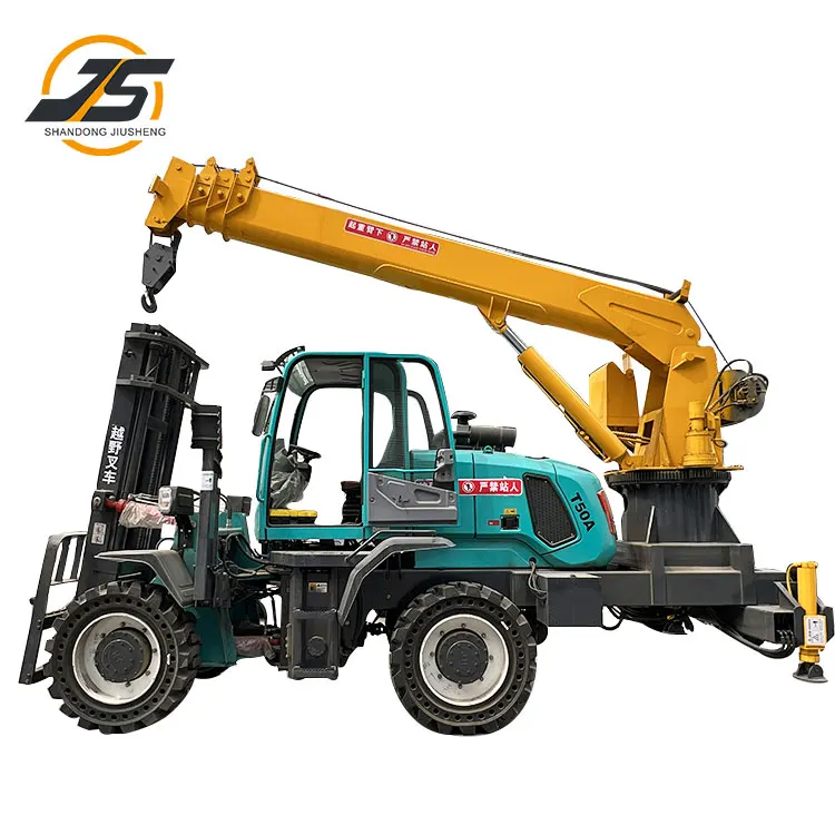 Fully hydraulic hinged lifting and unloading forklift with truck crane