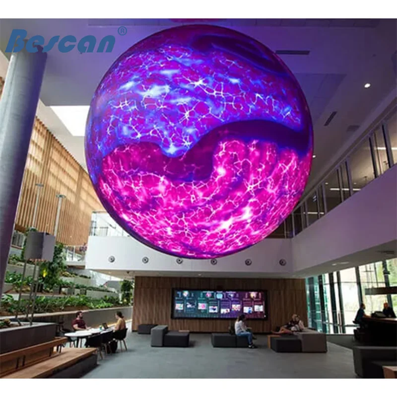 BESCAN Customized Dimension Sphere Screen Indoor Advertising Spherical Video Ball Led Screen P1.8 P2 P3 P4  Led Sphere Display
