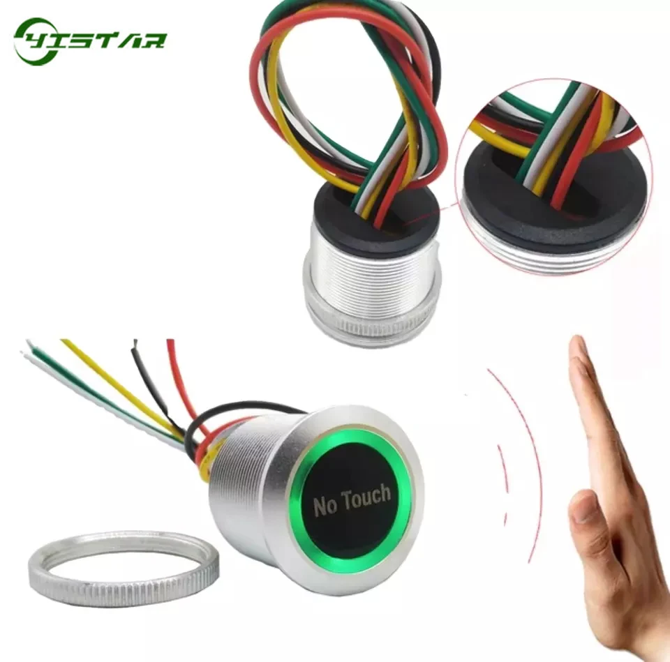 Водонепроницаемый бесконтактный выключатель без сенсорного датчика, кнопка для выхода индукционного типа, со светодиодом, 12 В/24 В