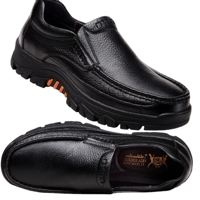 
Men Casual Comfy Loafer Genuine Leather Business Men Boat Shoes Soft Loafers Seniors Elderly Shoes 