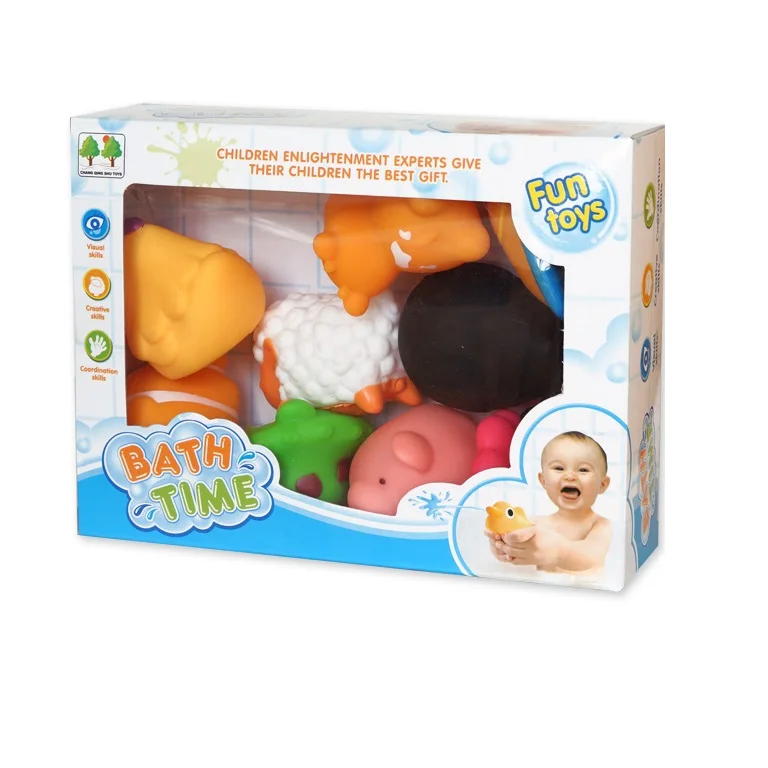 Custom Design Fun Toys Baby Bath Toys Rubber Bath Toy For Kids 9 styles mix