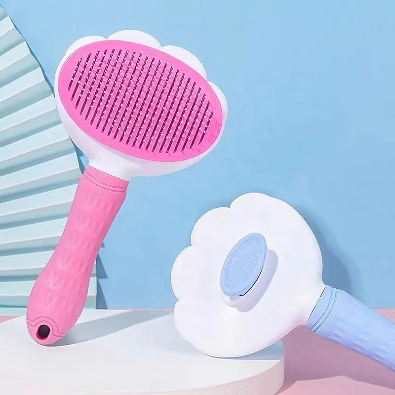 Pet Grooming Brush Self Cleaning Automatically Dog Cat Slicker Brush Remove Dog Hairs Pet Comb