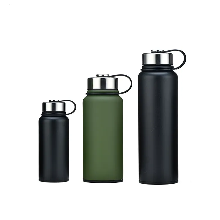 Eco friendly Food grade 304 metal material drinking bottle keep cold and hot big capacity wide Mouth outdoor travel flask