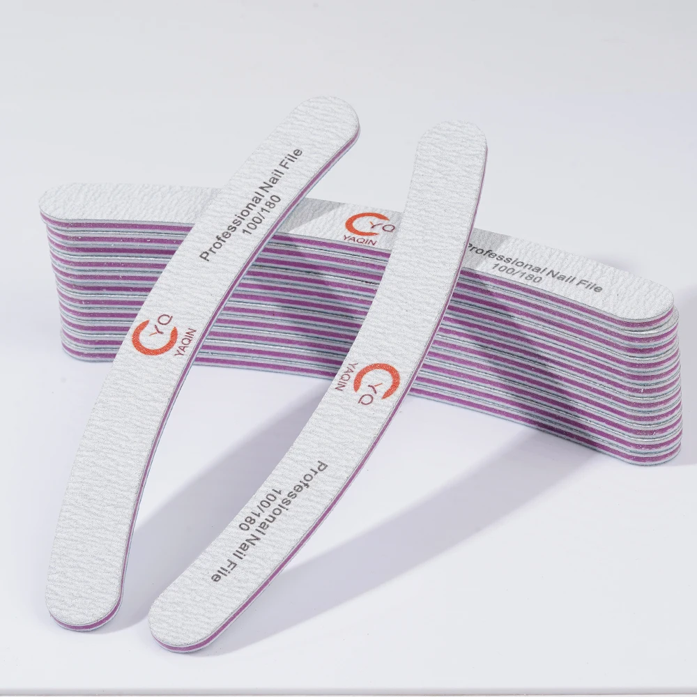 Professional Emery Board Wholesale Custom Double-Sided Nail Files 100 180 Grit Zebra Gray Manicure Art Tools With Logo