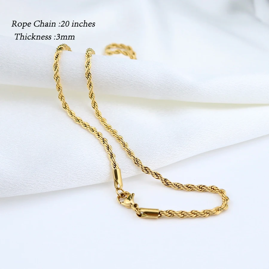 18K Gold PVD Plated Stainless Steel Chunky Twisted Miami Cuban Chain Chocker Necklace Snake Rope Chain Necklace For Men Women